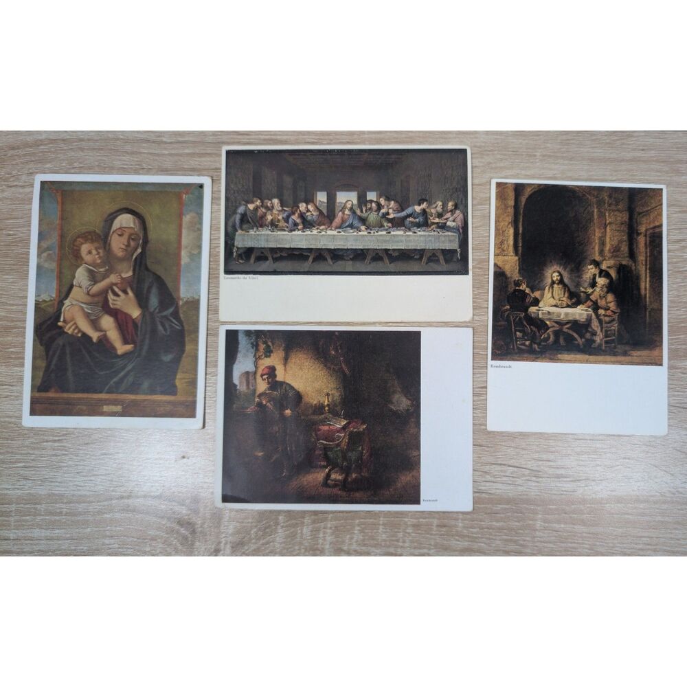 Vintage Art Postcard Lot Da Vinci Rembrandt Bellini Religious Classical Painting